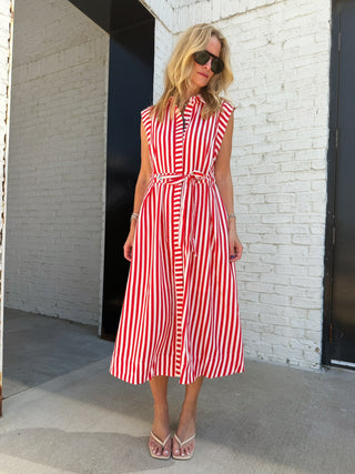 ENTRO | Venise Striped Midi Dress