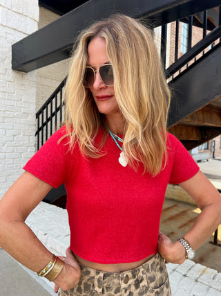Le Lis | Cozy Crushed Cropped Sweater Red
