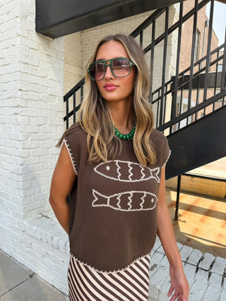 The Hazel Cap Sleeve Sweater - Chocolate