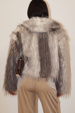 Brittney Faux Fur Jacket Grey