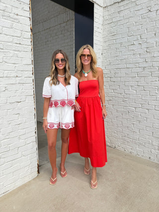 CAMELLIA | Shell Embroidered Top and Shorts Set