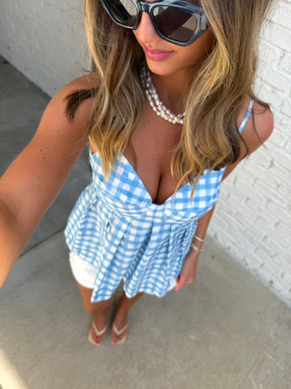 Entro | The Capri Gingham Top Blue