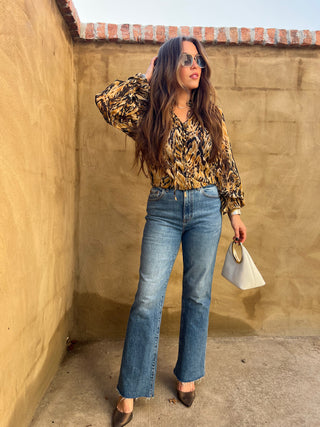 Dress Forum | Ivy  Button Down Blouse Mocha