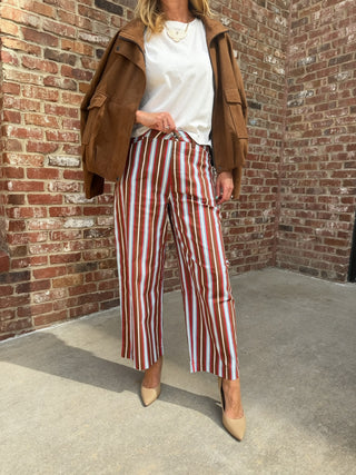 Liz Stripe Pants Brown/Blue/Red