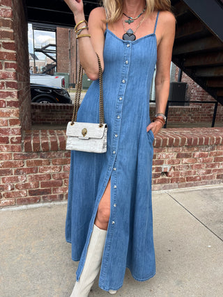 Z Supply | Angel Eyes Denim Midi Dress Medium Indigo