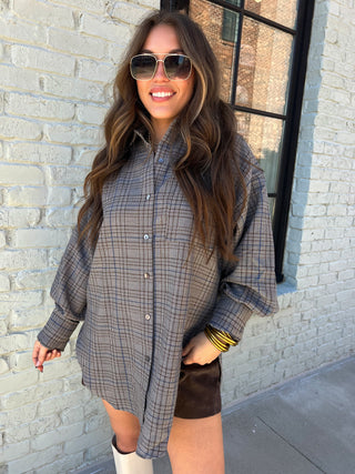 Olivaceous | Sonia Checkered Shirt Brown Blue