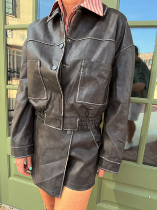 Sienna Faux Leather Jacket Brown