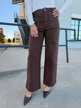 Entro Logan Relaxed Cropped Pants Brown