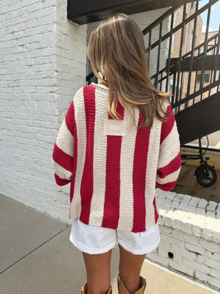 Blythe Striped Sweater Red