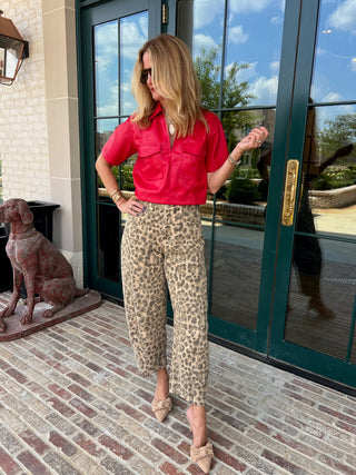 MIOU MUSE| The Porter Barrel Leopard Pants