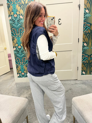 Lalamia | Ira Cotton Loop Terry Vest Navy