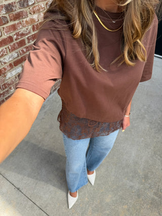 The Allen Lace Tee Chocolate