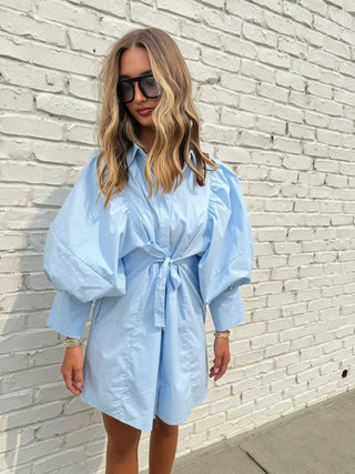 Remi Mini Shirt Dress Soft Blue