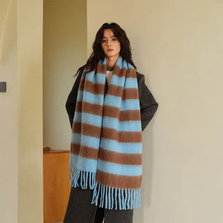 Chunky Stripe Scarf Blu/Brw