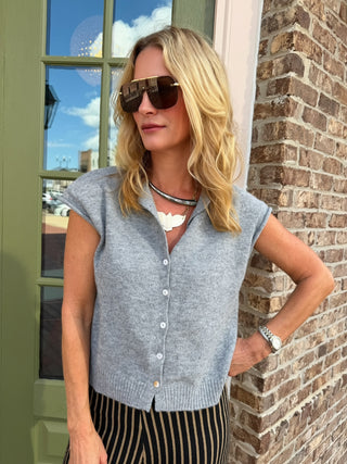 Lottie Knit Cardigan Vest Grey
