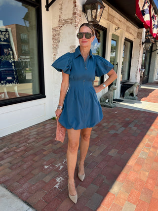 Tutor Bubble Dress Teal