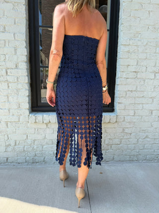 Nikki Lace Midi Dress Navy