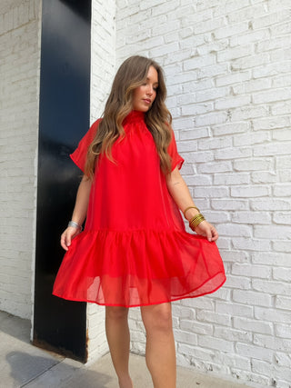 The Libby Organza Dress Red