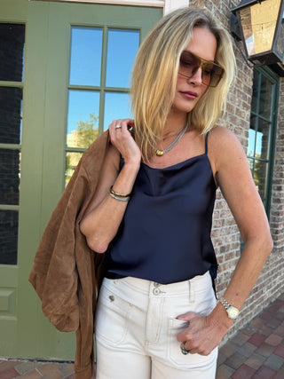 Kelsey Satin Cami Top Navy