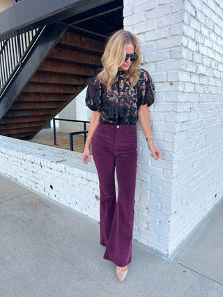 THML | Paloma Velvet Detail Blouse Black