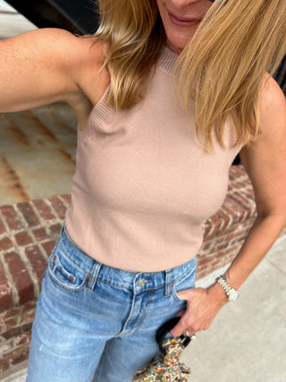 The Lake Sleeveless Knit Top Tan