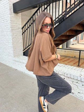 Maggie Boxy Tee Brown