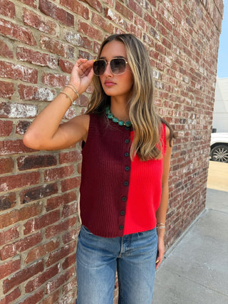 Averi Knit Vest Burgundy/Red
