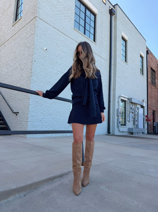 Brushed Knit Sweater Set Navy