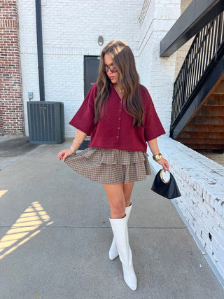 Entro | Greia Button Front Sweater Burgundy