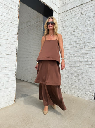 Amelie Layered Maxi Dress Chocolate
