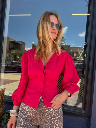Rockland Eyelet Blouse Red