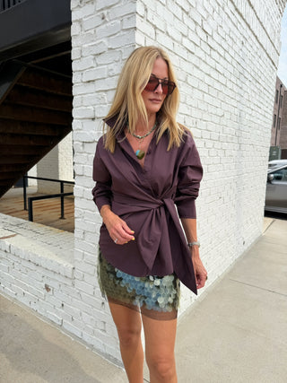 Entro | Gala Wrapped Button Down Deep Plum