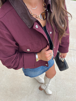 NEEDIi | Nikki Cropped Barn Jacket Wine