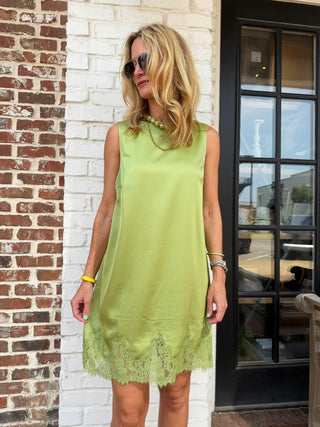 The Rogers Shift Lace Dress Green