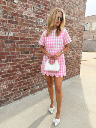 MABLE | Eleanor Scalloped Dress Pink
