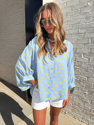 GLAM | Bianca Blouse Blue and Yellow