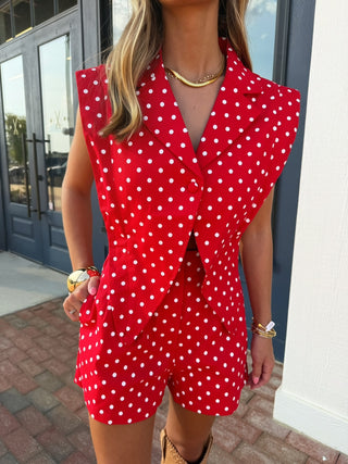 Millie Polka Dot Romper - Red