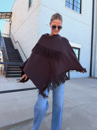 Soren Fringe Poncho Brown