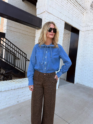Josie Tie Front Denim Top