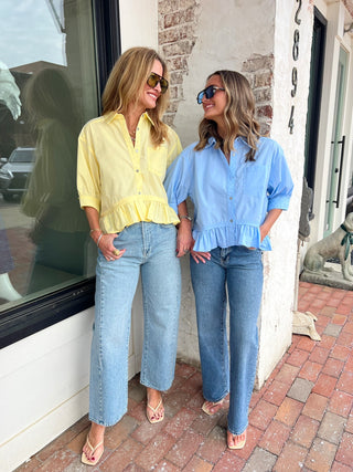 The Wren Tiered Peplum Top Yellow