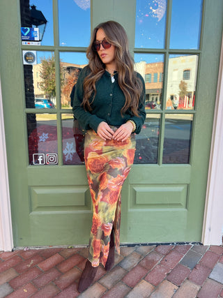 Sage The Label | Heart Beats Side Slit Skirt Rose Petal Multi