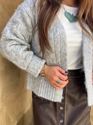 Sage The Label | Rhia Cropped Cardi Heather Grey
