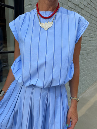 GLAM | Candy Stripe Bubble Top - Blue