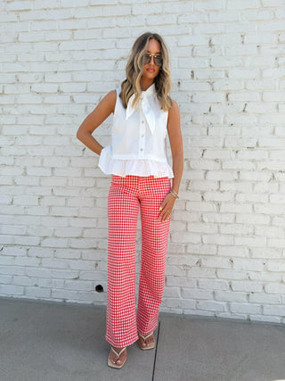 JBD | The Cherie Gingham Jeans Red
