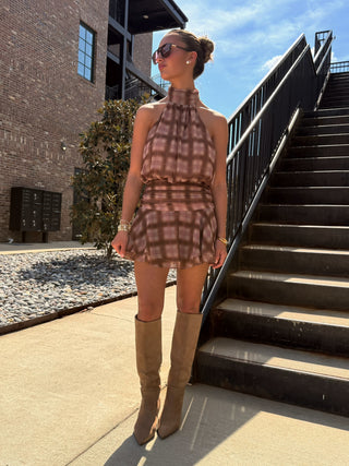 Hope Halter Plaid Dress