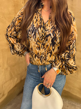 Dress Forum | Ivy  Button Down Blouse Mocha