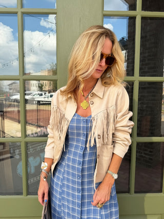 Brooke Suede Fringe Jacket Cream