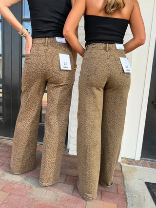 MICA DENIM | Leopard Wide Leg Jeans