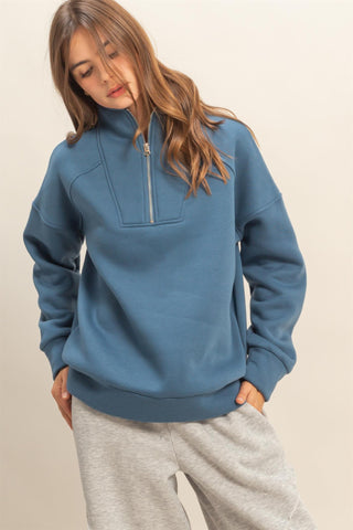 Ciri Quarter Zip Pullover Midnight Blue [Door Buster]