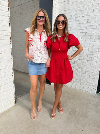 Melissa Bubble Mini Dress - Red